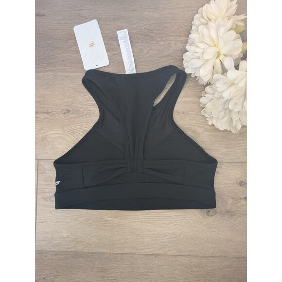 NEW Fabletics Megan Sports Bra Medium Black Racerback Mesh Medium Impact Wicking - Picture 4 of 8